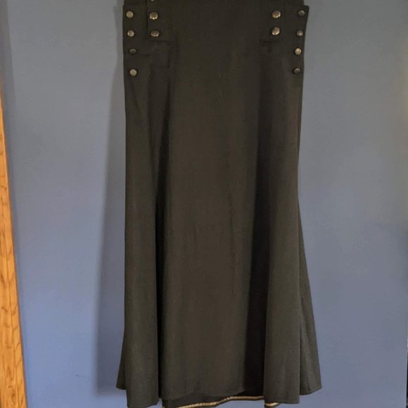 Hazel Brown Wool Skirt Button Waist Maxi Army Green Sz 3 - Picture 10 of 10
